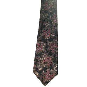 Paisley JG HOOK Silk Neck Tie Black Pink Blue Red Brown Art Deco Swing 56" Retro